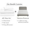 image5 Piece California King Size Sheet Set and Waterproof Mattress Protector Bundle  1000 Thread Count 100 Cotton Sateen 4 Piece Sheet Set with 1 Mattress Protector White
