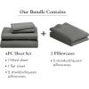 image6 Piece Queen Size Sheet Set with 4 Pillowcases  1000 Thread Count 100 Cotton Sateen Grey