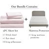 imageCalifornia Design Den 5 Piece King Size Sheet Set Pink and Waterproof Mattress Protector White Bundle  Soft 100 Cotton Sateen 4 Piece Sheet Set with 1 Mattress Protector