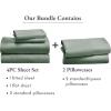 imageCalifornia Design Den 6 Piece Full Size Sheet Set with 4 Pillowcases  Soft 100 Cotton Sateen Sage Green  Dark