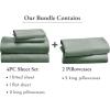 imageCalifornia Design Den 6 Piece King Size Sheet Set with 4 Pillowcases  Soft 100 Cotton Sateen Sage Green  Dark