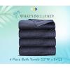 imageCalifornia Design Den Luxury 4Pack Bath Towels 100 Cotton  Soft and Fluffy Quick Dry Ultra Absorbent Large Hotel Spa Quality Towel Set Essential for Home Bathroom  Navy Blue  27quot x 54quotNavy Blue