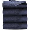 imageCalifornia Design Den Luxury 4Pack Bath Towels 100 Cotton  Soft and Fluffy Quick Dry Ultra Absorbent Large Hotel Spa Quality Towel Set Essential for Home Bathroom  Navy Blue  27quot x 54quotNavy Blue