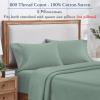 imageHeirloom Soft Smooth ampamp Thick Certified 800 Thread Count 100 Cotton Sateen is Superior to Egyptian Cotton Claims 2 White Standard Pillowcases Fits Standard ampamp Queen Size Pillows Bright WhiteSage Green