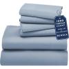 imageCalifornia Design Den 6 Piece Queen Size Sheet Set with 4 Pillowcases  1000 Thread Count 100 Cotton Sateen Blue