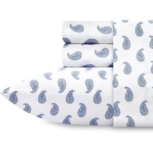 imageCalifornia Design Den Full Size Black Sheet Set  6 Piece Set Ultra Soft 100 Cotton Sheets 400 Thread Count Luxury Sateen Weave Deep Pocket Bedsheets Includes 4 Pillowcases Full True BlackPattern Paisley  WhiteNavy Blue