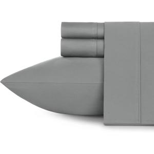 imageCalifornia Design Den Full Size Black Sheet Set  6 Piece Set Ultra Soft 100 Cotton Sheets 400 Thread Count Luxury Sateen Weave Deep Pocket Bedsheets Includes 4 Pillowcases Full True BlackSlate Gray