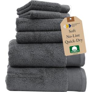 imageCalifornia Design Den Luxury 4Pack Bath Towels 100 Cotton  Soft and Fluffy Quick Dry Ultra Absorbent Large Hotel Spa Quality Towel Set Essential for Home Bathroom  Navy Blue  27quot x 54quotGrey