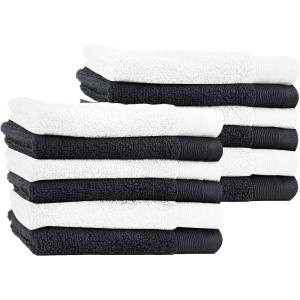 imageCalifornia Design Den Luxury 4Pack Bath Towels 100 Cotton  Soft and Fluffy Quick Dry Ultra Absorbent Large Hotel Spa Quality Towel Set Essential for Home Bathroom  Navy Blue  27quot x 54quotWhiteCharcoal Gray