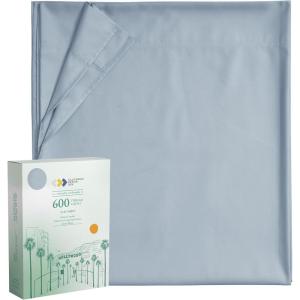 imageCalifornia Design Den Luxury Queen Size Flat Sheet Only  100 Cotton 600 Thread Count 1 Piece Top Sheet Extra Soft Bed Sheet Breathable and Cooling Sateen Weave Hotel Quality  Bright White09  Blue