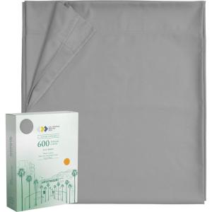imageCalifornia Design Den Luxury Queen Size Flat Sheet Only  100 Cotton 600 Thread Count 1 Piece Top Sheet Extra Soft Bed Sheet Breathable and Cooling Sateen Weave Hotel Quality  Bright White06  Light Grey