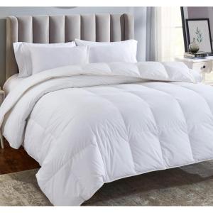 imageCalifornia Design Den Natural White Down Cluster Waterfowl Feather Comforter Queen Size  Soft ampamp Fluffy AllSeason 46 OZ Fill Weight 650 Fill Power Breathable 100 Cotton Shell Duvet InsertNatural Down