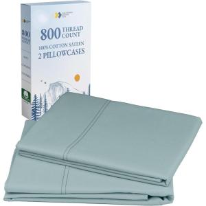 imageHeirloom Soft Smooth ampamp Thick Certified 800 Thread Count 100 Cotton Sateen is Superior to Egyptian Cotton Claims 2 White Standard Pillowcases Fits Standard ampamp Queen Size Pillows Bright WhiteSoft Teal