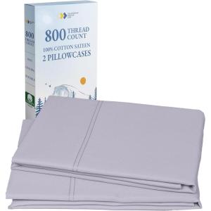 imageHeirloom Soft Smooth ampamp Thick Certified 800 Thread Count 100 Cotton Sateen is Superior to Egyptian Cotton Claims 2 White Standard Pillowcases Fits Standard ampamp Queen Size Pillows Bright WhiteLavender