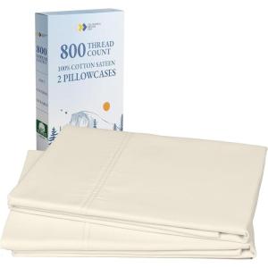 imageHeirloom Soft Smooth ampamp Thick Certified 800 Thread Count 100 Cotton Sateen is Superior to Egyptian Cotton Claims 2 White Standard Pillowcases Fits Standard ampamp Queen Size Pillows Bright WhiteIvory Cream Tone