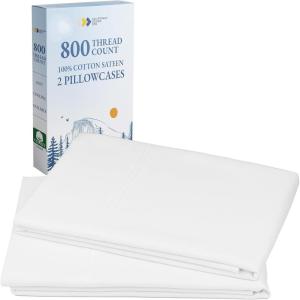 imageHeirloom Soft Smooth ampamp Thick Certified 800 Thread Count 100 Cotton Sateen is Superior to Egyptian Cotton Claims 2 White Standard Pillowcases Fits Standard ampamp Queen Size Pillows Bright WhiteBright White