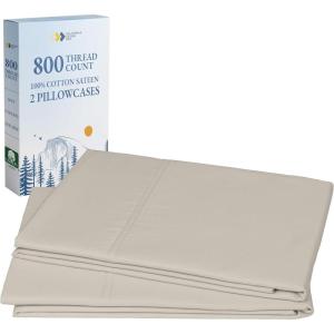 imageHeirloom Soft Smooth ampamp Thick Certified 800 Thread Count 100 Cotton Sateen is Superior to Egyptian Cotton Claims 2 White Standard Pillowcases Fits Standard ampamp Queen Size Pillows Bright WhiteBeige