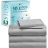 imageCalifornia Design Den  Twin XL Sheet Set Soft 100 Cotton Cooling Sheets Deep Pockets 500 Thread Count Sateen Hotel Quality Damask Stripe Bedding for Home Twin XL Sheets Light Grey  Striped05  Light Grey
