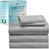 imageCalifornia Design Den  Twin XL Sheet Set Soft 100 Cotton Cooling Sheets Deep Pockets 500 Thread Count Sateen Hotel Quality Damask Stripe Bedding for Home Twin XL Sheets Light Grey  Striped06  Light Grey Striped