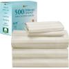 imageCalifornia Design Den  Twin XL Sheet Set Soft 100 Cotton Cooling Sheets Deep Pockets 500 Thread Count Sateen Hotel Quality Damask Stripe Bedding for Home Twin XL Sheets Light Grey  Striped04  Ivory Striped