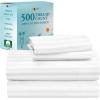 imageCalifornia Design Den  Twin XL Sheet Set Soft 100 Cotton Cooling Sheets Deep Pockets 500 Thread Count Sateen Hotel Quality Damask Stripe Bedding for Home Twin XL Sheets Light Grey  Striped02  White Striped