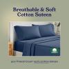 imageCalifornia Design Den  Twin XL Sheet Set Soft 100 Cotton Cooling Sheets Deep Pockets 500 Thread Count Sateen Hotel Quality Damask Stripe Bedding for Home Twin XL Sheets Light Grey  Striped11  Navy Blue