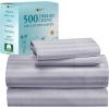 imageCalifornia Design Den  Twin XL Sheet Set Soft 100 Cotton Cooling Sheets Deep Pockets 500 Thread Count Sateen Hotel Quality Damask Stripe Bedding for Home Twin XL Sheets Light Grey  Striped13  Lavender Striped