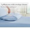 imageCalifornia Design Den 100 Organic Cotton Pillow Cases QueenStandard Set of 2 Soft ampamp Cooling Percale Weave Cotton Pillowcases Bright White05  Light Blue