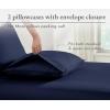 imageCalifornia Design Den 100 Organic Cotton Pillow Cases QueenStandard Set of 2 Soft ampamp Cooling Percale Weave Cotton Pillowcases Bright White08  Navy