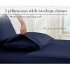 imageCalifornia Design Den 100 Organic Cotton Pillow Cases QueenStandard Set of 2 Soft ampamp Cooling Percale Weave Cotton Pillowcases Bright White08  Navy