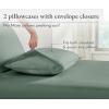 imageCalifornia Design Den 100 Organic Cotton Pillow Cases QueenStandard Set of 2 Soft ampamp Cooling Percale Weave Cotton Pillowcases Bright White10  Sage Green
