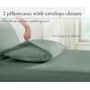 imageCalifornia Design Den 100 Organic Cotton Pillow Cases QueenStandard Set of 2 Soft ampamp Cooling Percale Weave Cotton Pillowcases Bright White10  Sage Green