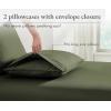 imageCalifornia Design Den 100 Organic Cotton Pillow Cases QueenStandard Set of 2 Soft ampamp Cooling Percale Weave Cotton Pillowcases Bright White11  Olive Green