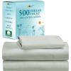 imageCalifornia Design Den  Twin XL Sheet Set Soft 100 Cotton Cooling Sheets Deep Pockets 500 Thread Count Sateen Hotel Quality Damask Stripe Bedding for Home Twin XL Sheets Light Grey  Striped14  Silver Sage