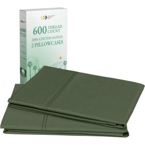 imageCALIFORNIA DESIGN DEN Luxuriously Soft Hotel Quality 600 Thread Count 100 Cotton Set of 2 Cases Crisp ampamp Cool Dark Gray Pillow Cases Standard Fits Standard ampamp Queen Pillows Dark Gray18  Olive Green