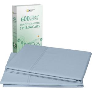 imageCALIFORNIA DESIGN DEN Luxuriously Soft Hotel Quality 600 Thread Count 100 Cotton Set of 2 Cases Crisp ampamp Cool Dark Gray Pillow Cases Standard Fits Standard ampamp Queen Pillows Dark Gray09  Blue