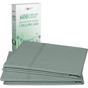 imageCALIFORNIA DESIGN DEN Luxuriously Soft Hotel Quality 600 Thread Count 100 Cotton Set of 2 Cases Crisp ampamp Cool Dark Gray Pillow Cases Standard Fits Standard ampamp Queen Pillows Dark Gray16  Sage Green  Cool Tone