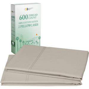 imageCALIFORNIA DESIGN DEN Luxuriously Soft Hotel Quality 600 Thread Count 100 Cotton Set of 2 Cases Crisp ampamp Cool Dark Gray Pillow Cases Standard Fits Standard ampamp Queen Pillows Dark Gray04  Soft Linen