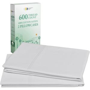 imageCALIFORNIA DESIGN DEN Luxuriously Soft Hotel Quality 600 Thread Count 100 Cotton Set of 2 Cases Crisp ampamp Cool Dark Gray Pillow Cases Standard Fits Standard ampamp Queen Pillows Dark Gray05  Light Silver