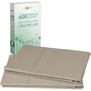 imageCALIFORNIA DESIGN DEN Luxuriously Soft Hotel Quality 600 Thread Count 100 Cotton Set of 2 Cases Crisp ampamp Cool Dark Gray Pillow Cases Standard Fits Standard ampamp Queen Pillows Dark Gray21  Cool Taupe