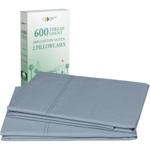 imageCALIFORNIA DESIGN DEN Luxuriously Soft Hotel Quality 600 Thread Count 100 Cotton Set of 2 Cases Crisp ampamp Cool Dark Gray Pillow Cases Standard Fits Standard ampamp Queen Pillows Dark Gray10  Pastel Blue