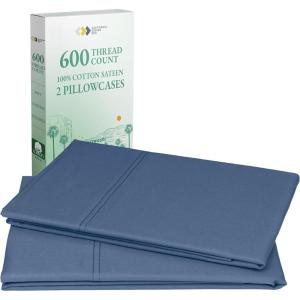 imageCALIFORNIA DESIGN DEN Luxuriously Soft Hotel Quality 600 Thread Count 100 Cotton Set of 2 Cases Crisp ampamp Cool Dark Gray Pillow Cases Standard Fits Standard ampamp Queen Pillows Dark Gray12  Navy Blue  Royal