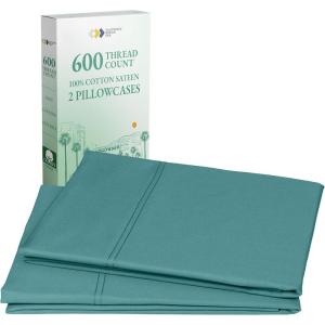 imageCALIFORNIA DESIGN DEN Luxuriously Soft Hotel Quality 600 Thread Count 100 Cotton Set of 2 Cases Crisp ampamp Cool Dark Gray Pillow Cases Standard Fits Standard ampamp Queen Pillows Dark Gray15  Teal
