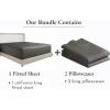 image3Piece Bundle  Fitted Sheet with 2 Pillowcases 400 Thread Count 100 Cotton Sateen Deep Pockets Cal King Size Grey