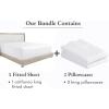 image3Piece Bundle  Fitted Sheet with 2 Pillowcases 400 Thread Count 100 Cotton Sateen Deep Pockets Cal King Size White