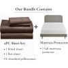 image5 Piece Full Size Sheet Set Warm Chocolate Brown and Waterproof Mattress Protector White Bundle  400 Thread Count 100 Cotton Sateen 4 Piece Sheet Set with 1 Mattress Protector