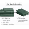 image5 Piece Twin Size Sheet Set with 3 Pillowcases 400 Thread Count 100 Cotton Sateen Hunter Green