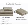 image6 Piece California King Size Sheet Set with 4 Pillowcases 400 Thread Count 100 Cotton Sateen Taupe