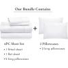 image6 Piece California King Size Sheet Set with 4 Pillowcases 400 Thread Count 100 Cotton Sateen White