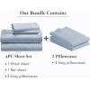 image6 Piece California King Size Sheet Set with 4 Pillowcases 600 Thread Count 100 Cotton Sateen Blue